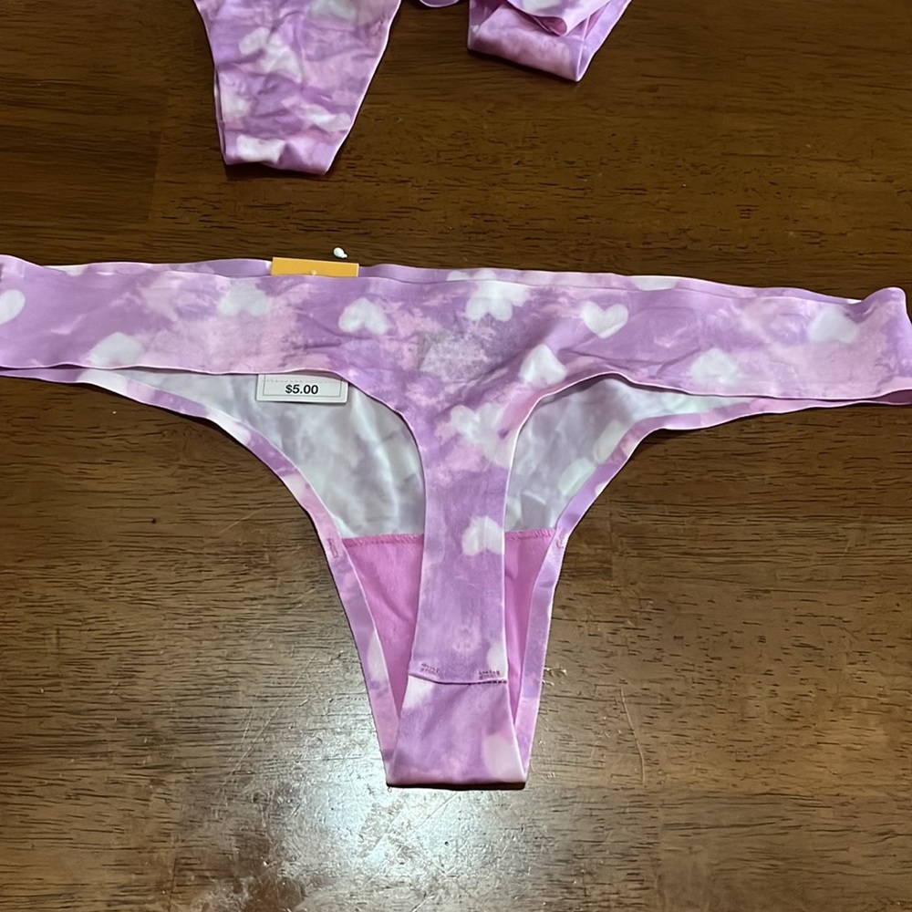 4 New Auden Thong Underwear size M (8-10) purple - hearts - Picture 3 of 4
